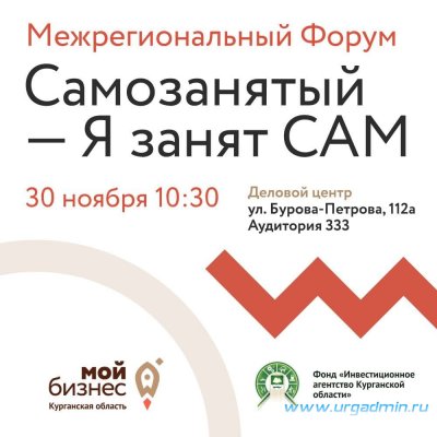 "Центр поддержки предпринимательства" Инвестиционного агентства Курганской области проводит Форум «Самозанятый – Я занят САМ».