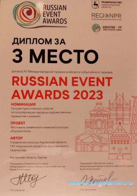  ХII Международный финал премии в сфере событийного туризма Russian Event Awards 2023